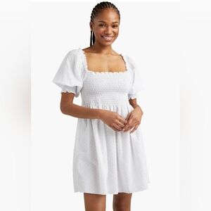 Hill House The Athena Nap Dress in Sheer White Swiss Dot